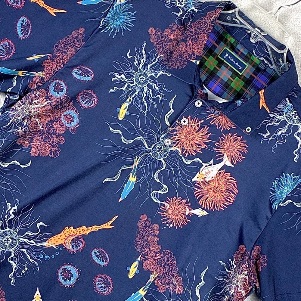 William Murray Polo Shirt Men XL Navy Performance Tropical Golf Preppy Beach